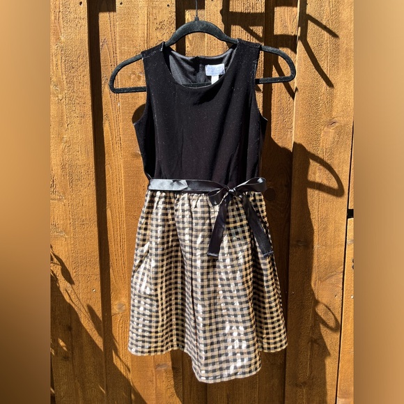 The Children’s Place Girls Gingham Velour Fit & Flare Dress in Black Size 10 NWT - Picture 1 of 7